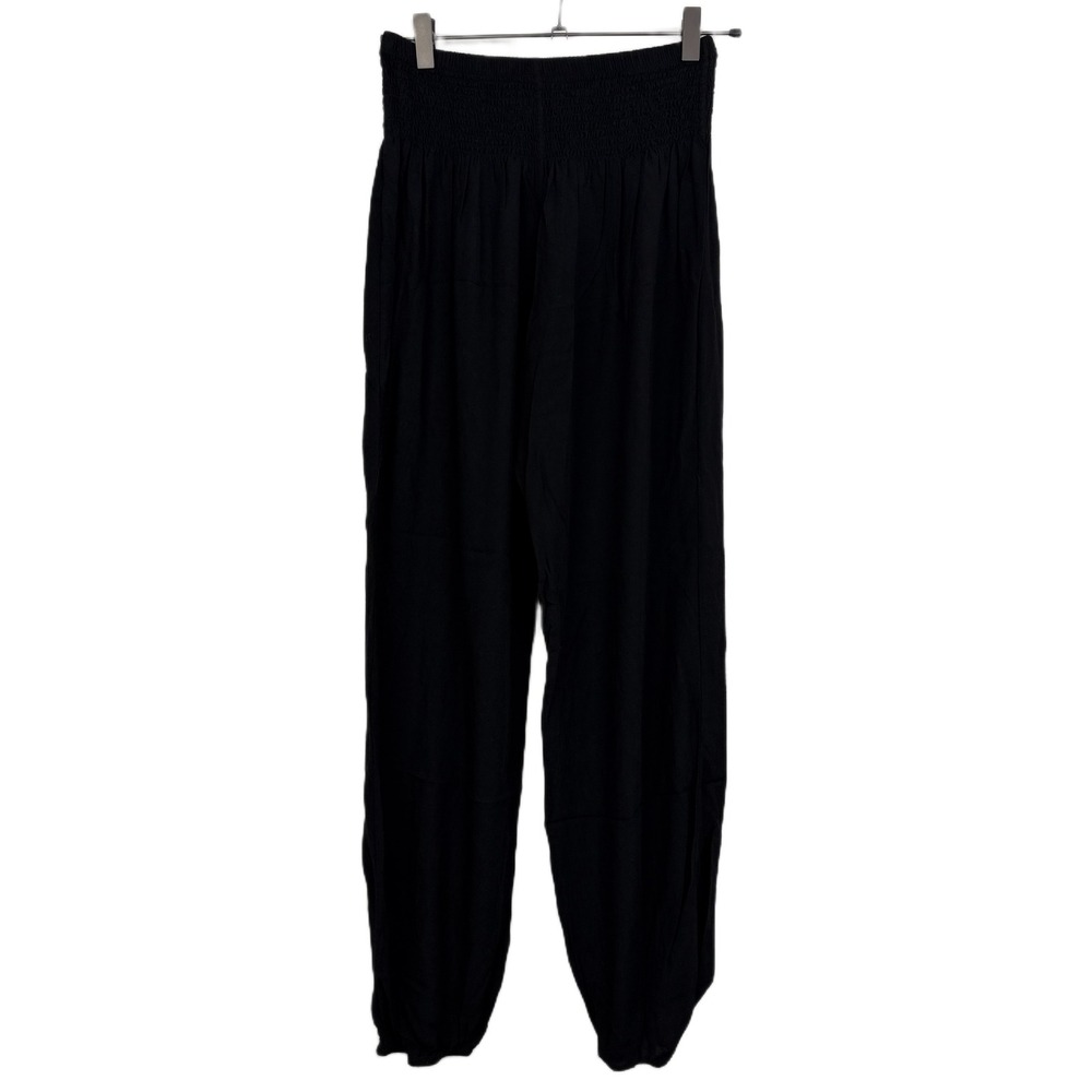 Lotus and Luna Lantern Pants Womens Small Black Pull On Smocked Travel Beach 30"